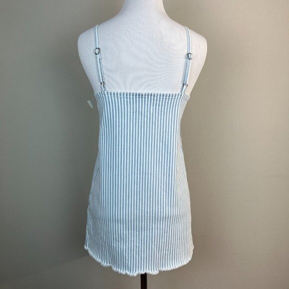 DL 1961 Tank Dress Big Girls Medium Blue White Striped Denim Eilis Button Up NEW - Picture 5 of 11